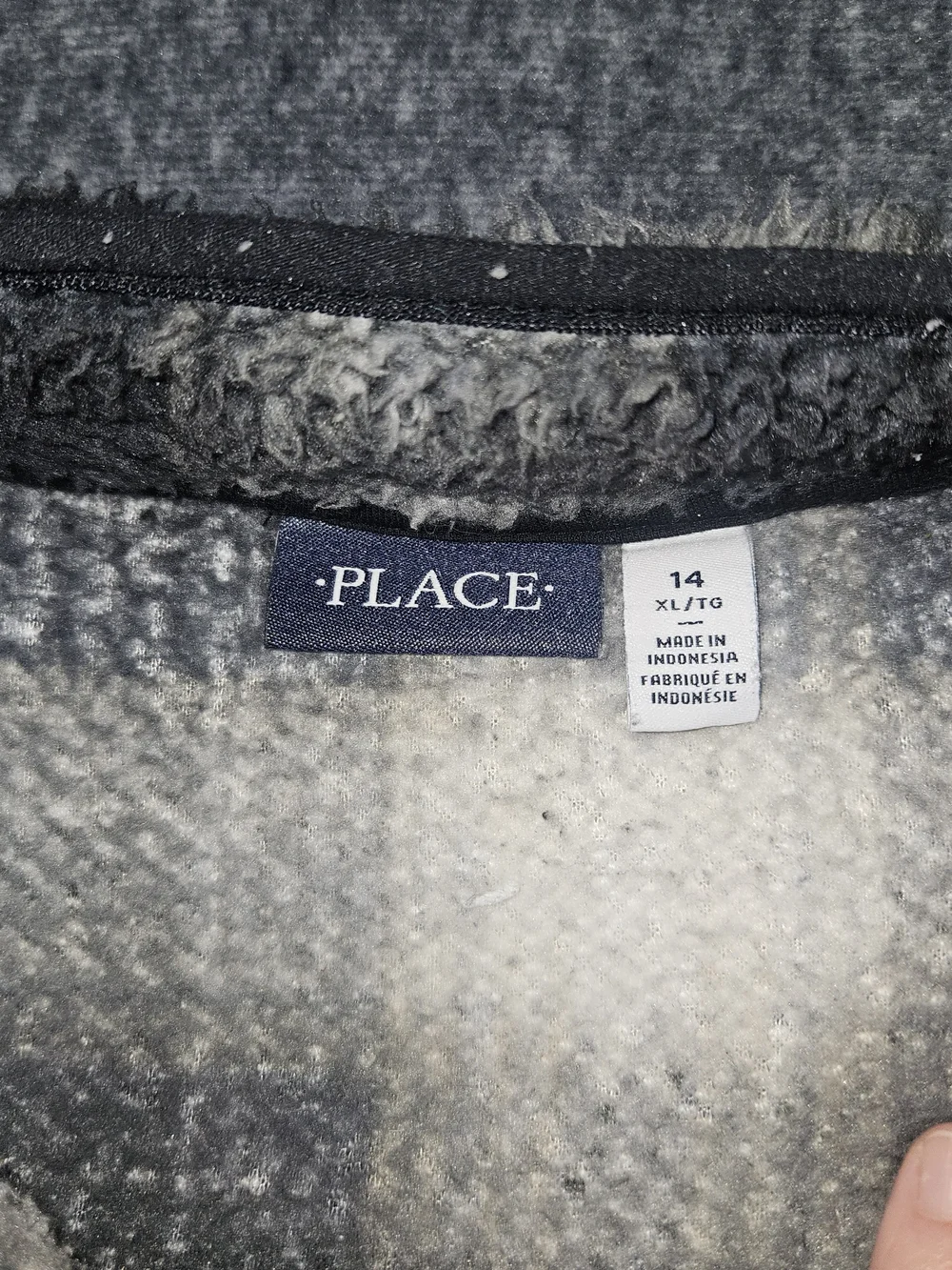 The Childrens Place Super Soft Gray and Black Zip-up Sherpa